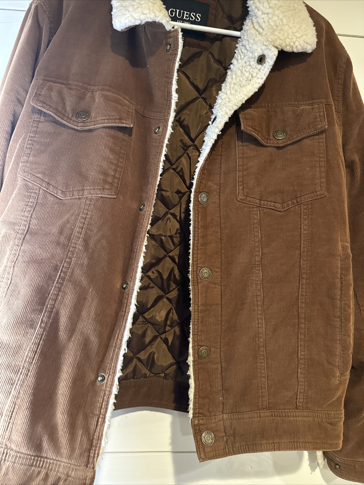 Vintage Guess Brown Corduroy Trucker Jacket Size … - image 6