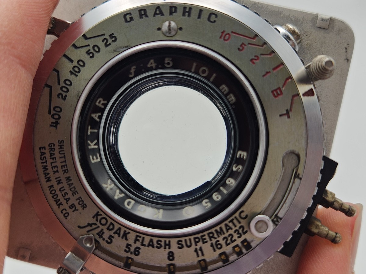 Kodak 101mm F4.5 Ektar Lens in Graphic Shutter w/ Lens Board Kodak 101mm F4.5 Ektar Lens in Graphic Shutter w/ Lens Board