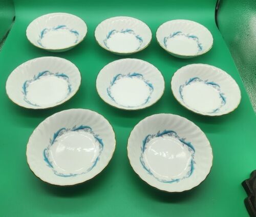 Vintage 1960's Minton S-665 Downing 5" fruit & dessert bowl set of 4 Blue & Gold - Picture 3 of 6