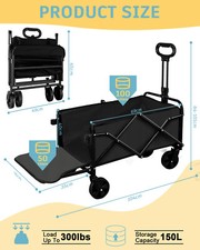 300LB Capacity Foldable Wagon Cart With All-Terrain Wheels For Beach Garden