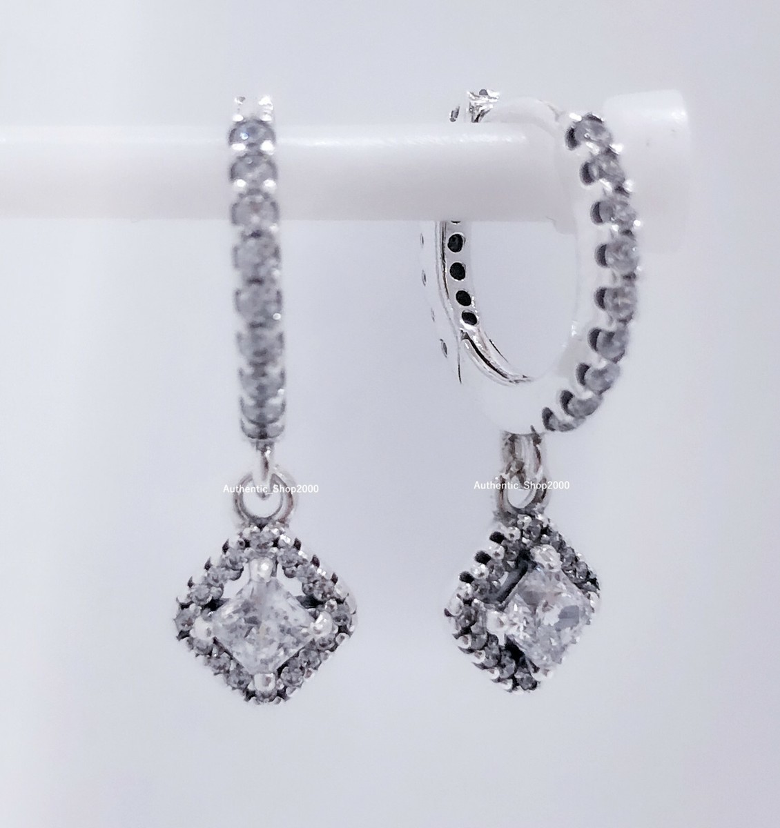 New Authentic PANDORA 925 Ale Silver Pave Sparkle Hoop Drop New Authentic PANDORA 925 Ale Silver Pave Sparkle Hoop Drop