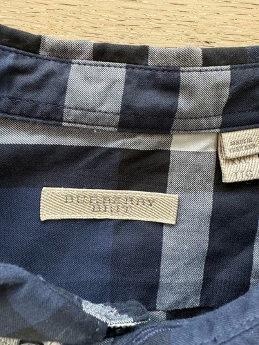 Auth Burberry Brit Mens Size XXL Blue Nova Check Button Down Plaid Cotton Shirt - Picture 4 of 8