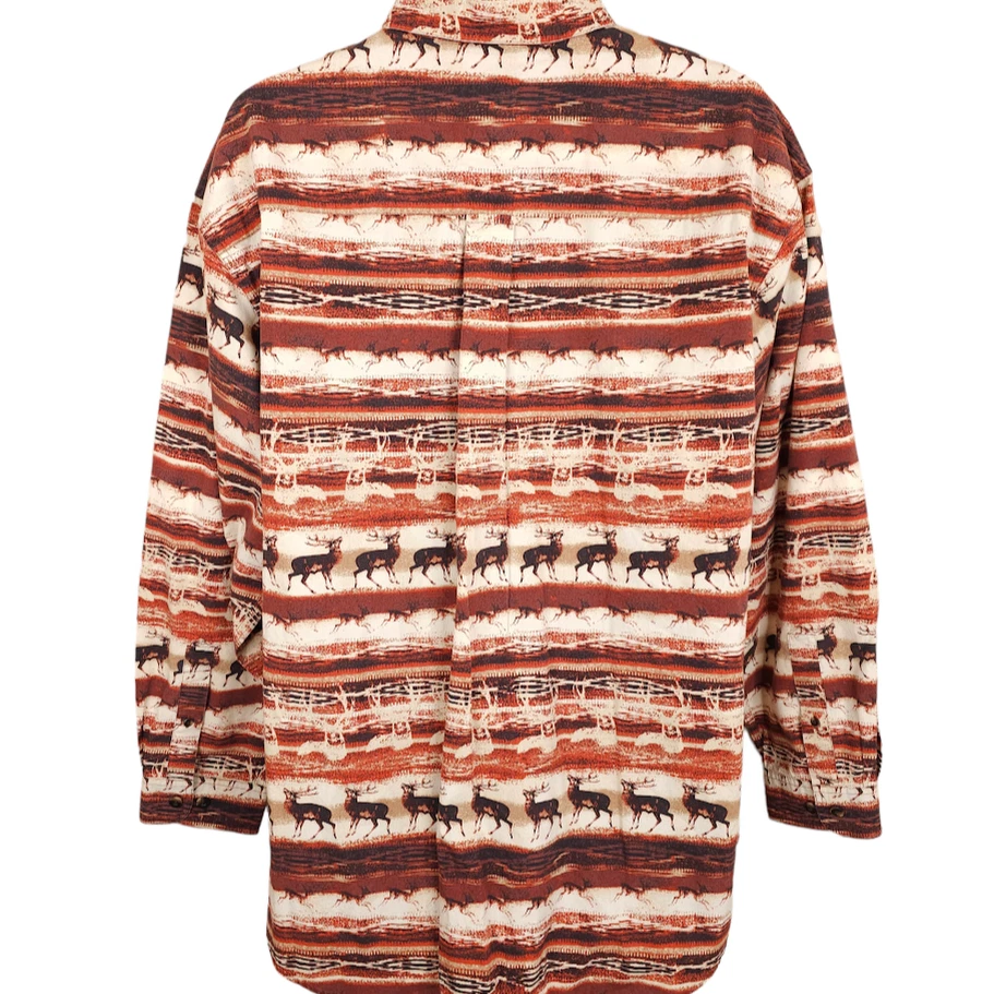 Vintage Hunting Shirt Mens Size XL Brown 90s All Over Print Deer Buck Southwest - Image 4 of 4