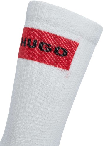 HUGO Men's 3 Pack Label Quarter Socks, White - Picture 7 of 8