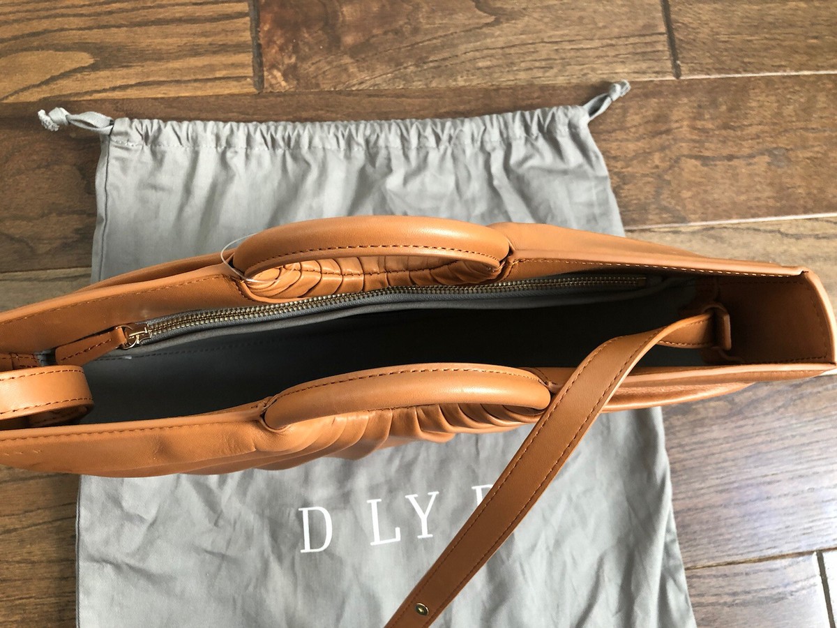 New D LY P Bender Midi Pleated Calfskin Tote Bag $549 Camel | eBay