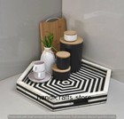 Exquisite Handcrafted Bone Inlay Hexagon Tray - Black & White Modern Design Tray