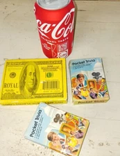 Card deck lot of 3, pocket trivia Royal dollar, used, playing cards