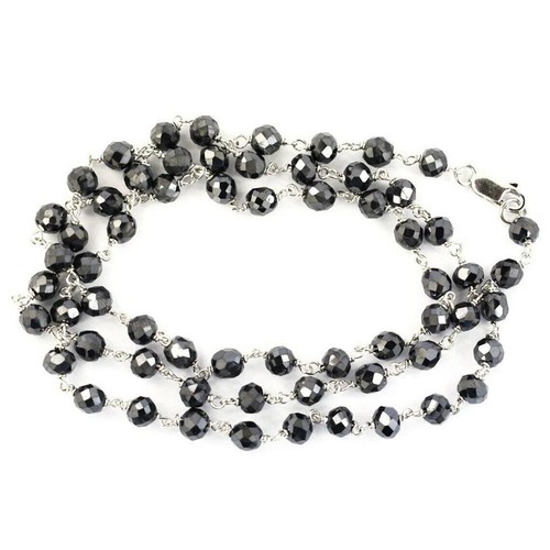 5 mm 24 Inches BLACK DIAMOND NECKLACE In 925 Sterling Silver AAA Certified - Picture 3 of 6