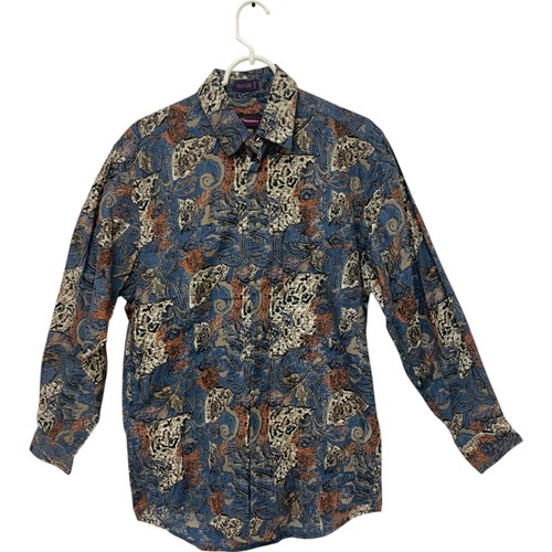 Chemise boutonnée AJ Tremont multicolore cachemire S manches longues col vintage