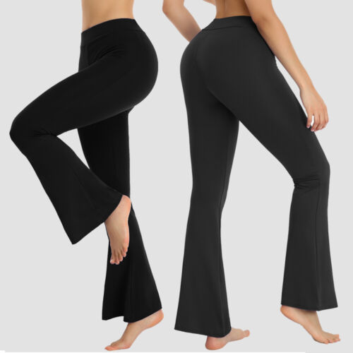 Women High Waist Yoga Flare Pants Bootcut Wide Leg Leggings Fitness Trousers Gym - Picture 14 of 22