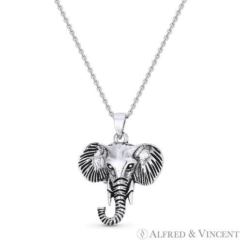 Elephant Head Animal Charm Pendant in .925 Sterling Silver - Picture 6 of 12