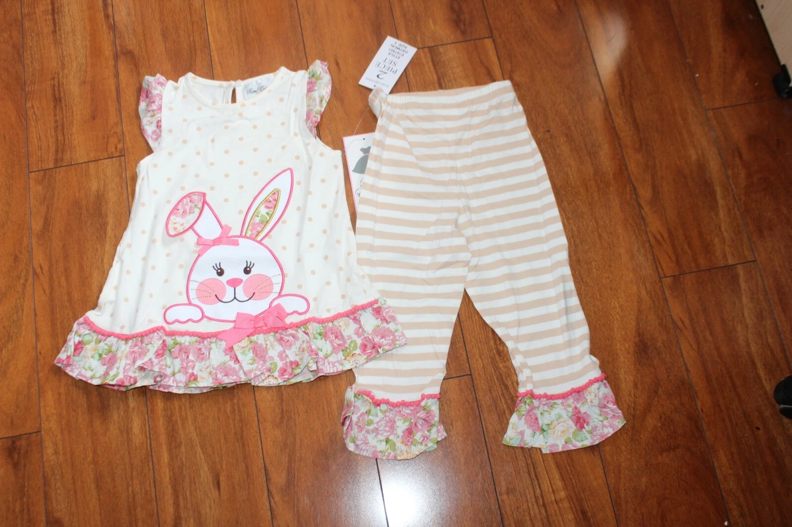 NWT GIRLS RARE EDITIONS SZ 6 SHIRT, LEGGINGS BUNNY