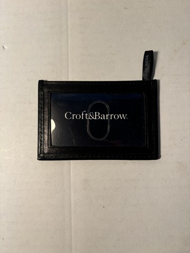 Croft&Barrow schwarze schmale Leder-Geldbörse mehrere Kartenfächer Ausweisfenster - Bild 1 von 2