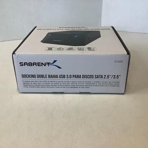 Sabrent Dual Bay Hard Drive Docking Station USB 3.0 Sata 2.5" & 3.5" EC-HD2B Box - Foto 10 di 10