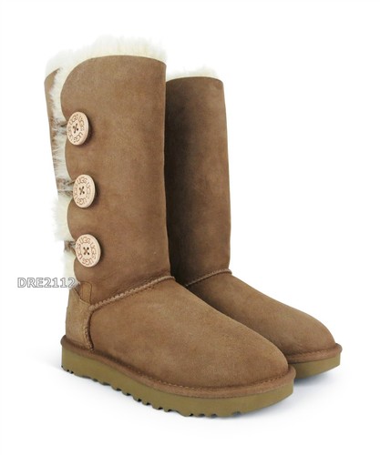 UGG Bailey Button Triplet II Chestnut Fell Stiefel Damengröße 11 –neu im Karton – - Bild 2 von 6