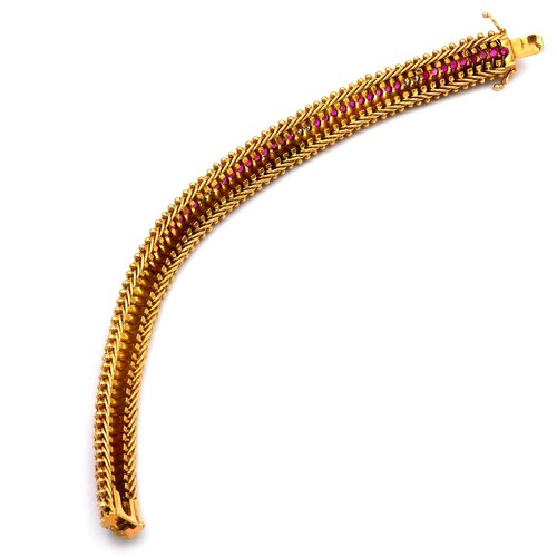 Retro Gold Armband mit Rubinen und Diamanten, um 1940 - Bild 6 von 6