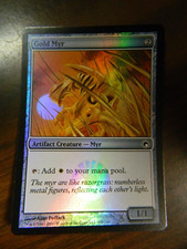 MTG Scars Of Mirrodin FOIL Gold Myr (2010) Excellent - NM