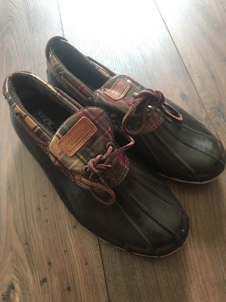 Sperry Top-Sider Wo's Waterproof Rubber Rain Boots Women's 9 Pink / Brown Plaid Sperry Top-Sider Wo's Waterproof Rubber Rain Boots Women's 9 Pink / Brown Plaid