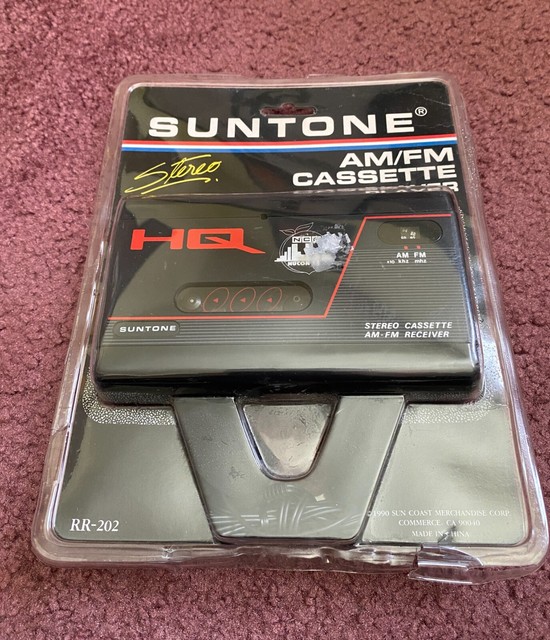 VINTAGE & NEW 1990 Suntone RR-202 AM/FM Cassette Player Receiver & Headphones VINTAGE & NEW 1990 Suntone RR-202 AM/FM Cassette Player Receiver & Headphones