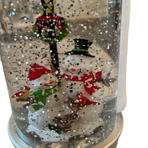 Beleuchtete Silber Glitzer Standkerze 13 Zoll Weihnachten Urlaub Schneemann Neu - Bild 2 von 15