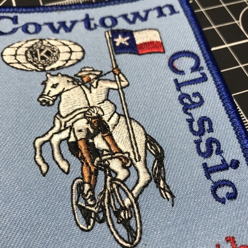Bicycle Race Patch Cowtown Classic Fort Worth Texas Flag Cowgirl Cyclist Blue - Picture 4 of 8