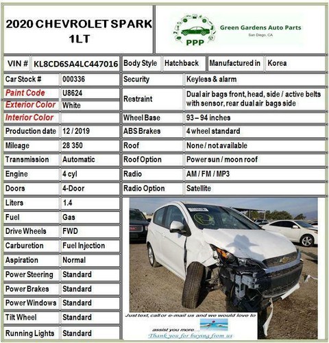 2017 - 2020 CHEVY SPARK Rear Suspension 2 Coil Spring Assy Left & Right Side G - Picture 7 of 15