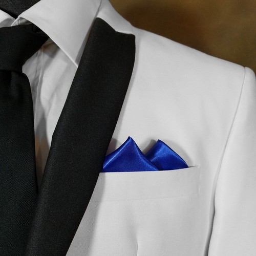 NEW - Men's 2 Point Pre-Folded Satin Pocket Square Insert - More Colors - Picture 130 of 150