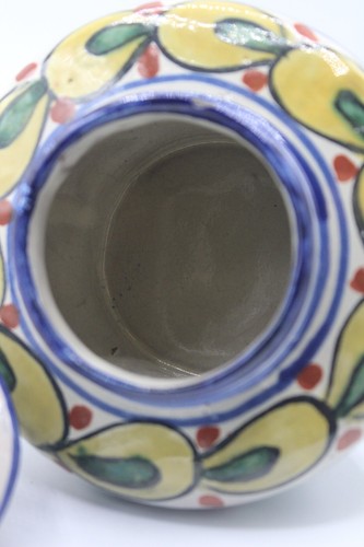 Vintage Hand Painted Mexican Multicolor Pottery Porcelain Sugar Bowl - Picture 13 of 17