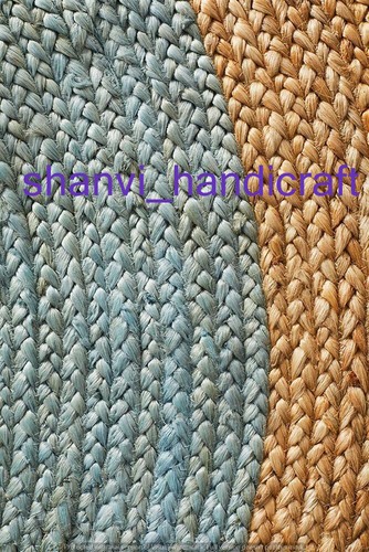 Natural Multi Colour Jute Mat Rugs Floor Home Living Round Braided Indian Carpet - Picture 5 of 6