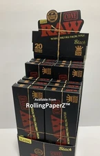 NEW! Display of 12 pks/ 20 cnt each RAW BLACK CLASSIC King Size Pre-Rolled Cones