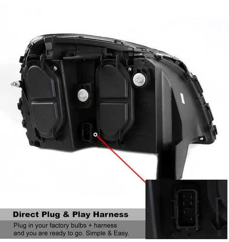 FOR 00-05 CADILLAC DEVILLE REPLACEMENT HEADLIGHT LAMP BLACK LEFT+RIGHT PAIR SET - Bild 3 von 10