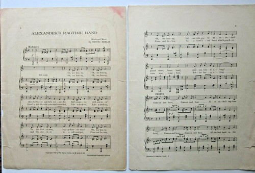 1911 Alexanders Ragtime Band antikes Notenblatt Irving Berlin Emma Carus Bowes - Bild 7 von 9