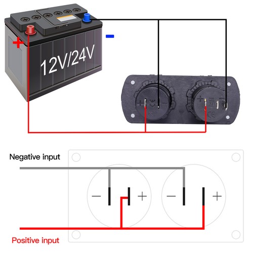 Voiture double chargeur USB auto allume-cigarette panneau prise 12 V prise étanche - Photo 6 sur 7