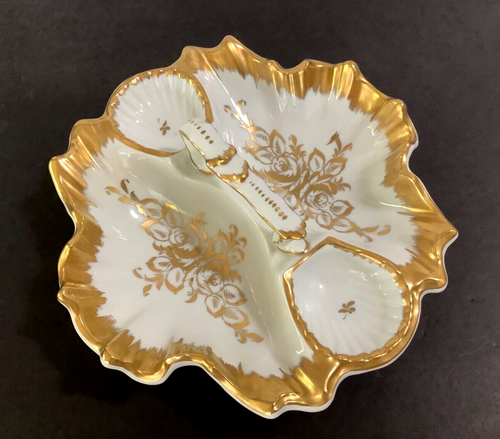 Vintage Porcelaines de Couleuvre Limoges Frankreich Dekor großes Herzstück Gold Details - Bild 5 von 6