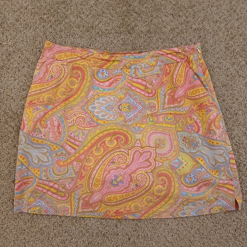 Palm Island Golf Skort Size 12 Short Pink Paisley Side Zip Pockets