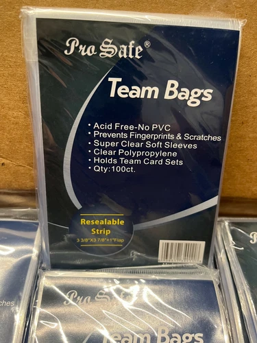 1 Pack Of 100~Pro Safe Team Bags Resealable Sleeves Clear 3-3/8" X 3-7/8"