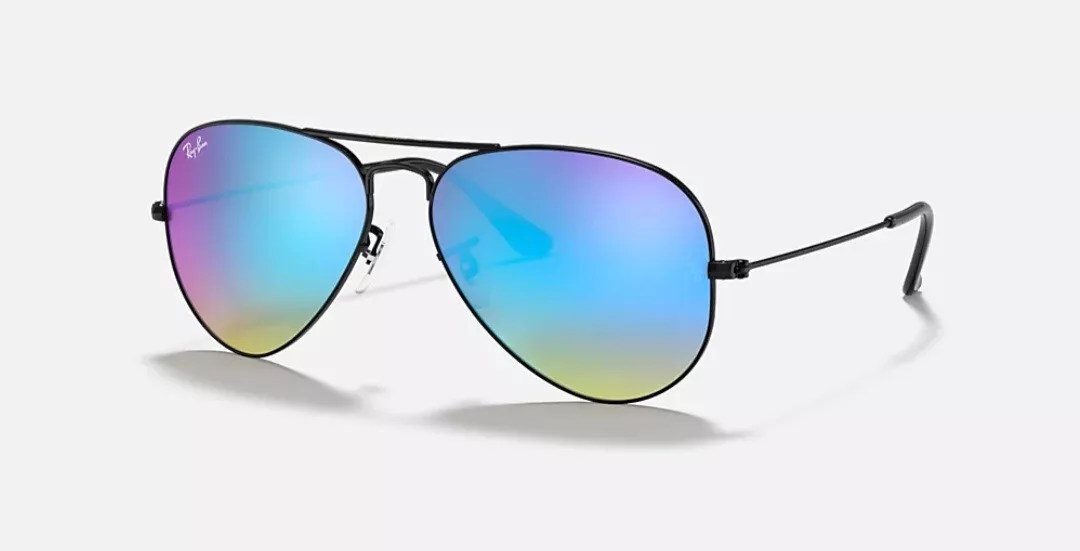 Ray Ban AVIATOR Sunglasses 3025 002 4O BLACK BLUE MIRROR 55MM AUTHENTIC. NEW
