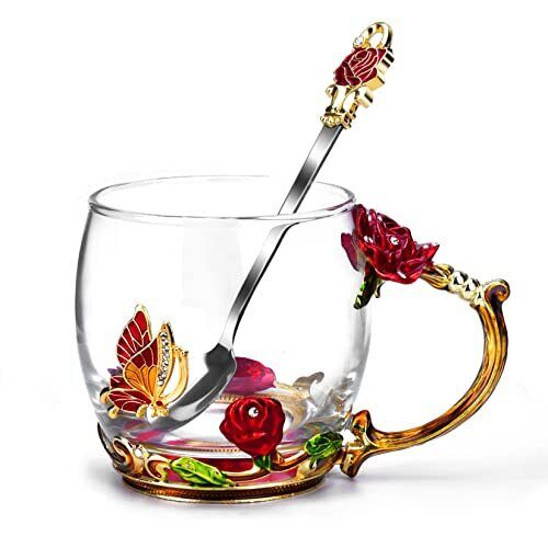 Regali per Mamma Donna Festa della Mamma Vetro Tazza Smalti Caffè Miglior Compleanno Rosso - Foto 4 di 7