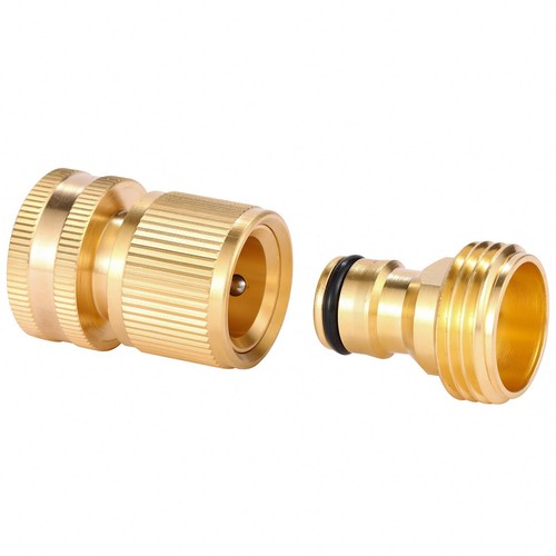 Garden Hose Quick Connect Solid Brass Quick Connector Garden Hose Fitting Wat... - Picture 3 of 6