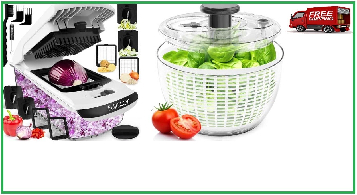 Efficient 2-in-1 Vegetable Chopper and Salad Spinner-image
