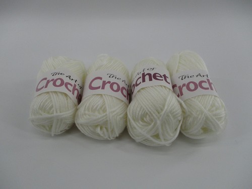4 Lot - 100% Acrylic Crochet Yarn | 25Gr | 43Yds | Color: WHITE - Picture 1 of 5
