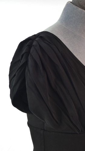 Just Cavalli Bodycon Dress Black Draped Midi Ruched Stretchy Size IT 42 UK 8 10 - Picture 5 of 18