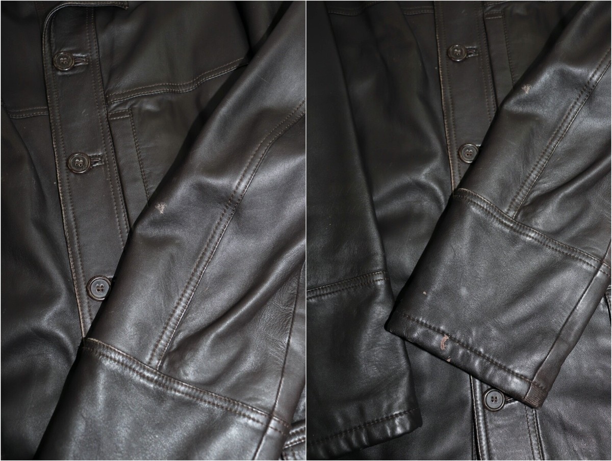 AJ Armani Jeans Vintage Men's Brown Leather Coat Jacket | eBay