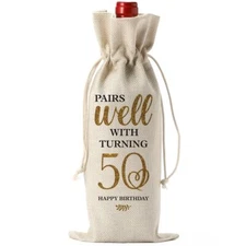 Happy 50th Birthday Gifts Wine Bag for Coworker Friend or Retirement