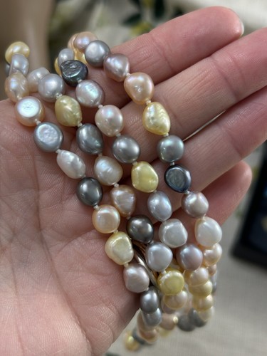 HONORA yellow, pink, white and grey pearl necklace BOXED 36" long - Picture 11 of 11