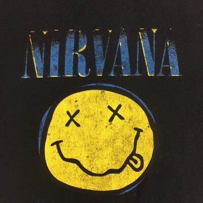 NIRVANA smile T-shirt 当時物vintage Nirvana Smile Logo Tour Vintage T Shirt Grunge Rock Band Men