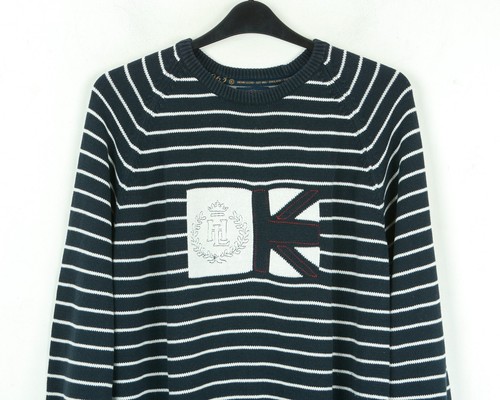 HENRI LLOYD Herren Pullover XL Rundhals gestreift mit Logo gestrickt lässig - Bild 2 von 5