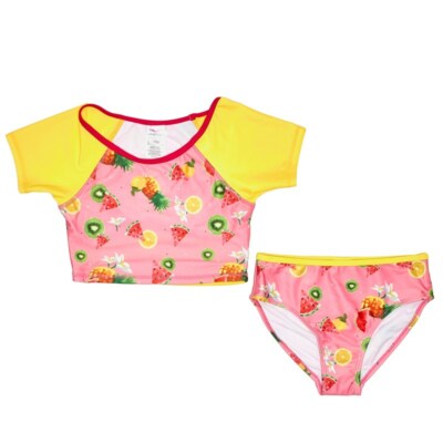 JANTZEN Girls 7, 8, 14 Watermelon 2-Pc. Rashguard Bikini Swim Set NWT