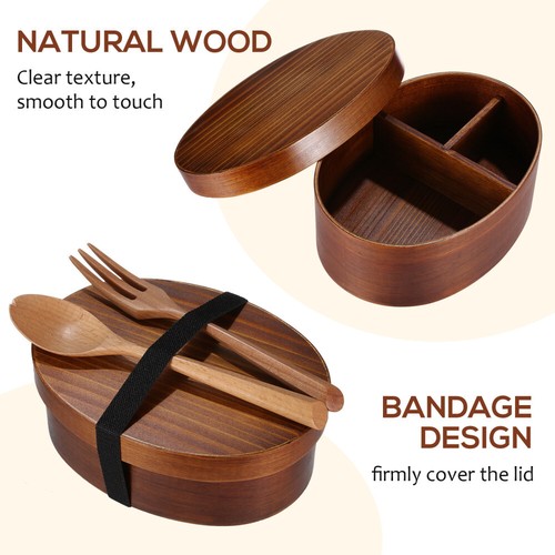 Bamboo Dinner Japanese Stackable Lunch Containers - Picture 9 of 12