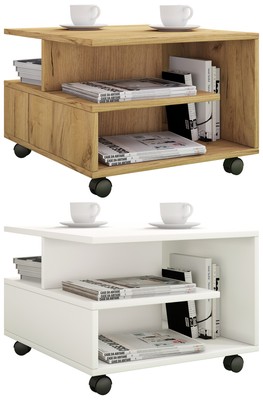 Holz Sofatisch Couchtisch Rollen rollbar Stango S